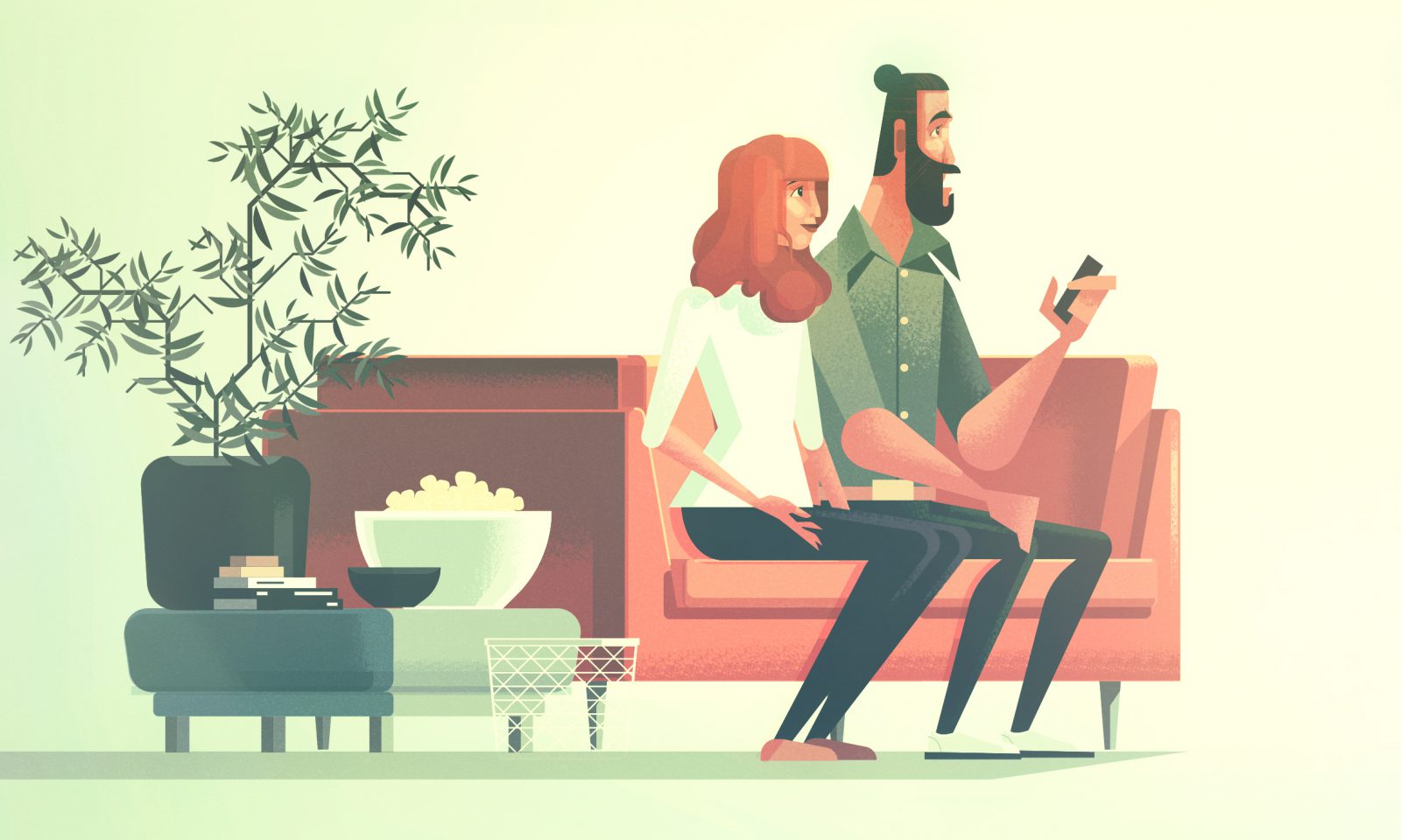 illustration of a couple on a couch