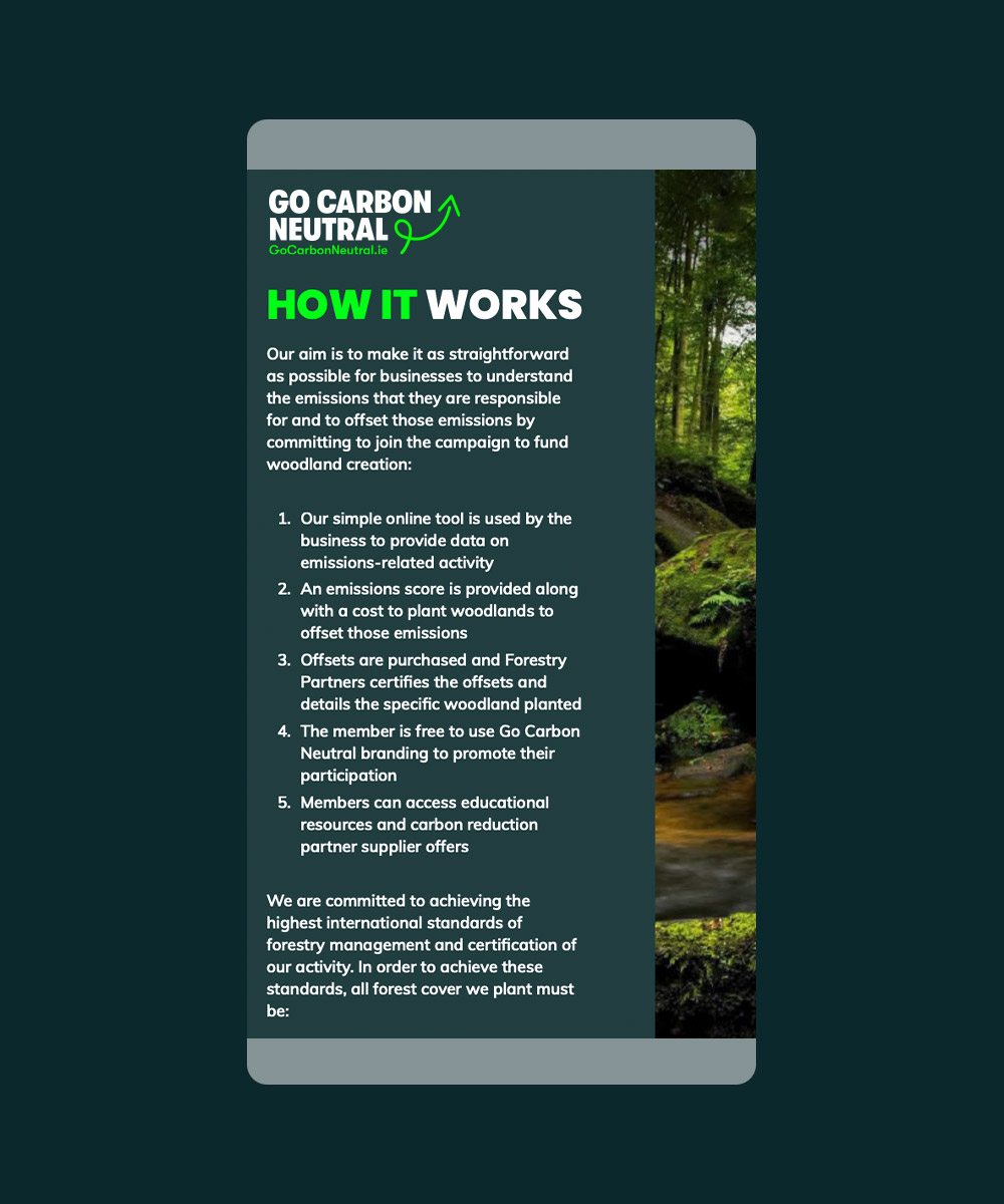 Go Carbon Neutral web page, Neworld for brand strategy, design, packaging, and digital needs