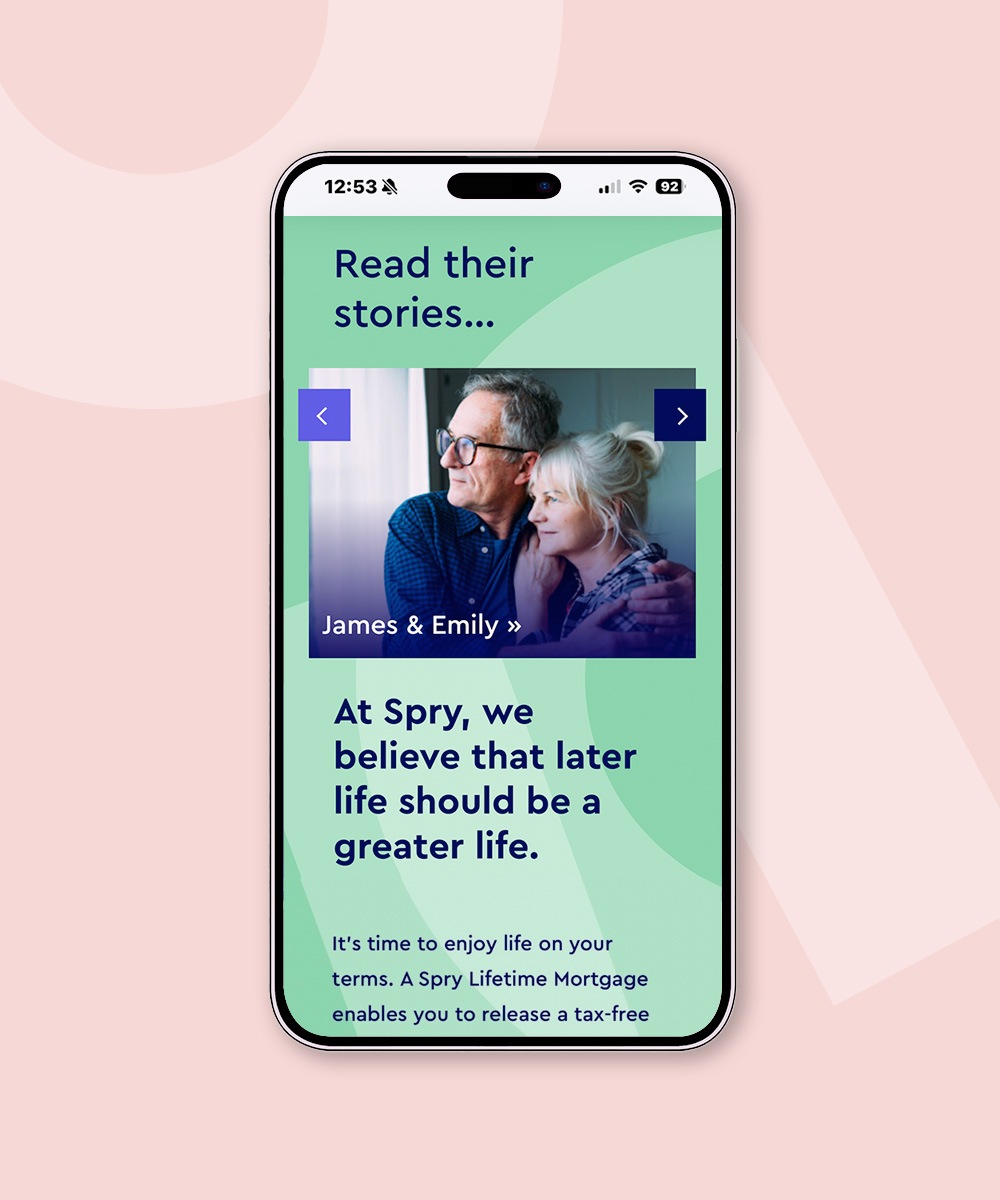Spry Finance Case Study page on mobile- Neworld Website Design & Development