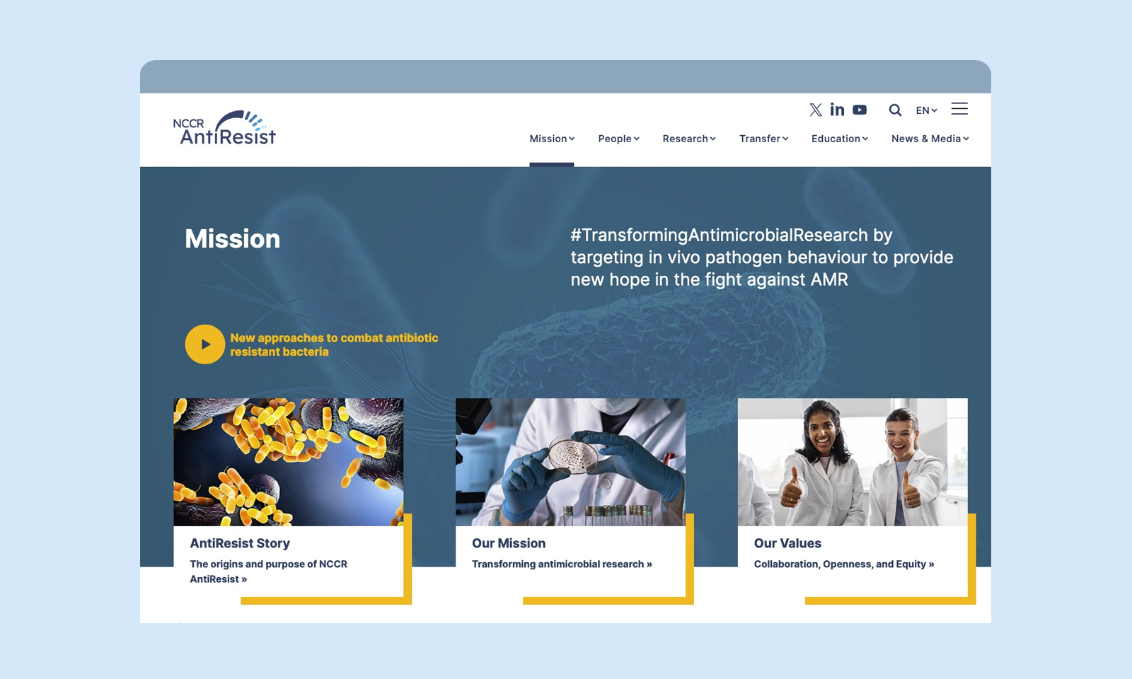 Neworld web development case study - NCCR AntiResist website