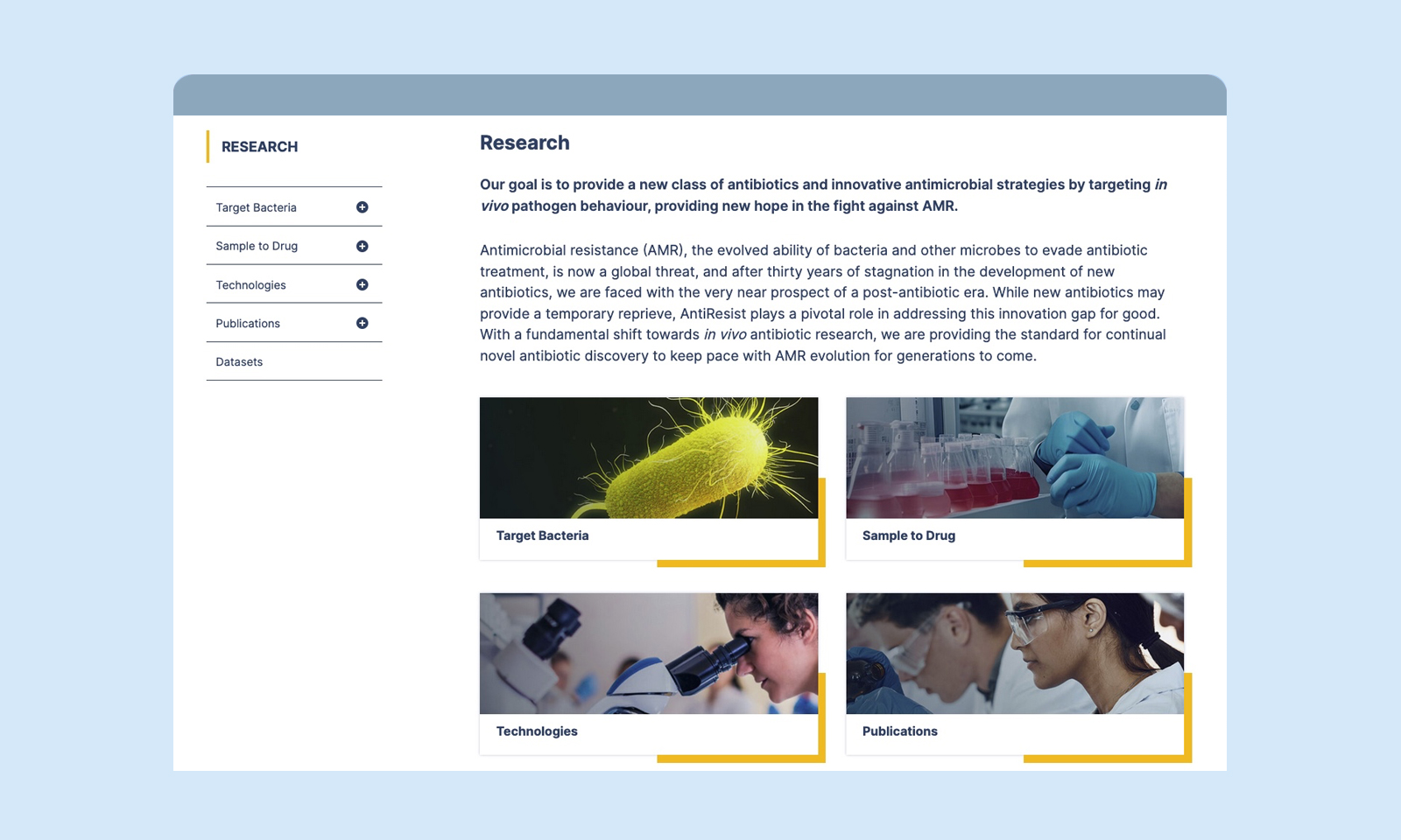 Neworld web development case study - NCCR AntiResist website